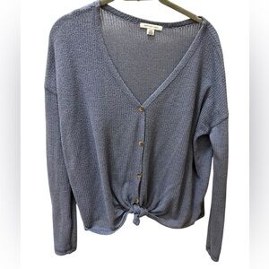 American Eagle Outfitters Women's Knit Blue Cardigan Tie Front Size Small